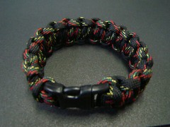 Paracord bracelet Black green yellow red 7 Strand 550 LB USA made Size 5 to 10