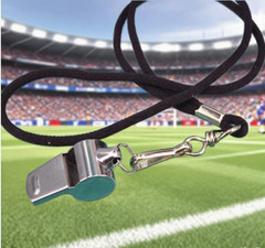 Metal Referee Whistle for Sports Training Emergencies Free Black Lanyard