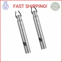 ElevateTech 2Pcs Titanium Emergency Whistle 120db Safety Whistle with Lanyard Su