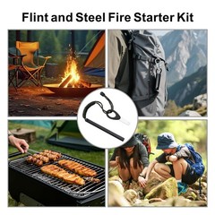 Flint and Steel Fire Starter Kit, 6-inch x 1/2-inch Ferro Rod with Paracord L…