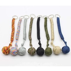 Outdoor Paracord Survival Keychain Steel Ball Self Defense Tool EmergencyLanyarD
