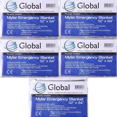 5 Emergency Rescue Space Thermal Mylar Blankets 84 x 52 New! Free Shipping!