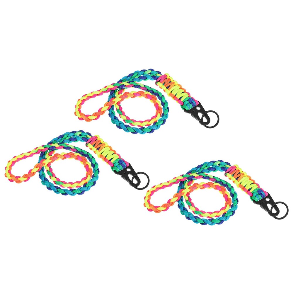 3Pcs 22″ Paracord Neck Lanyard Keychain Braided Strong Lanyard with Rainbow