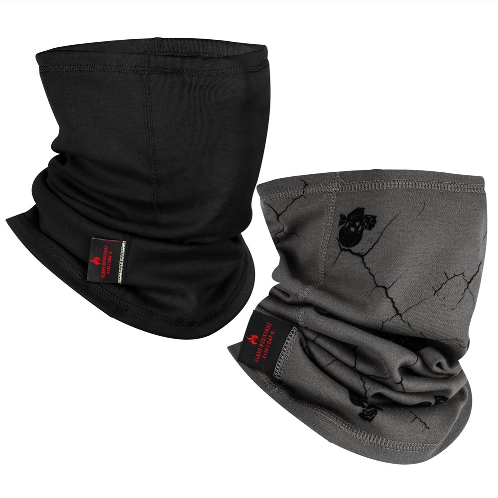 LANLFY 2pcs Flame Resistant Face Mask for One Size, Paisley 1pc & Grey