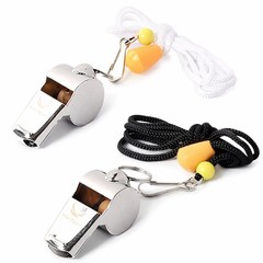 Essential Metal Safety Whistle 2-Pack with Adjustable & Removable Lanyard – L…