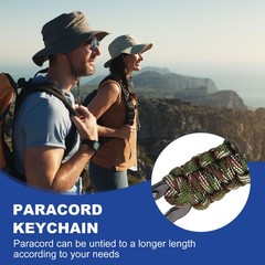 2Pcs Paracord Keychains, Paracord Keychain with USA Flag, Olive Green Camouflage