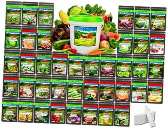 25,000+ Heirloom Vegetable Seed Vault – 40 Non-GMO Varieties for Home