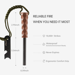 Ferro Rod Fire Starter, Survival Flint and Steel Fire Starter Kit for Hiking, Bu