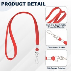 25Pcs 17.3″ Polyester Lanyard with Key Carabiner, Red for Keys