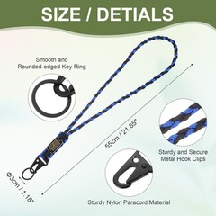 Paracord Keychain Carabiners Clip, 2Pcs& 19.7/6″ & Blue and Black