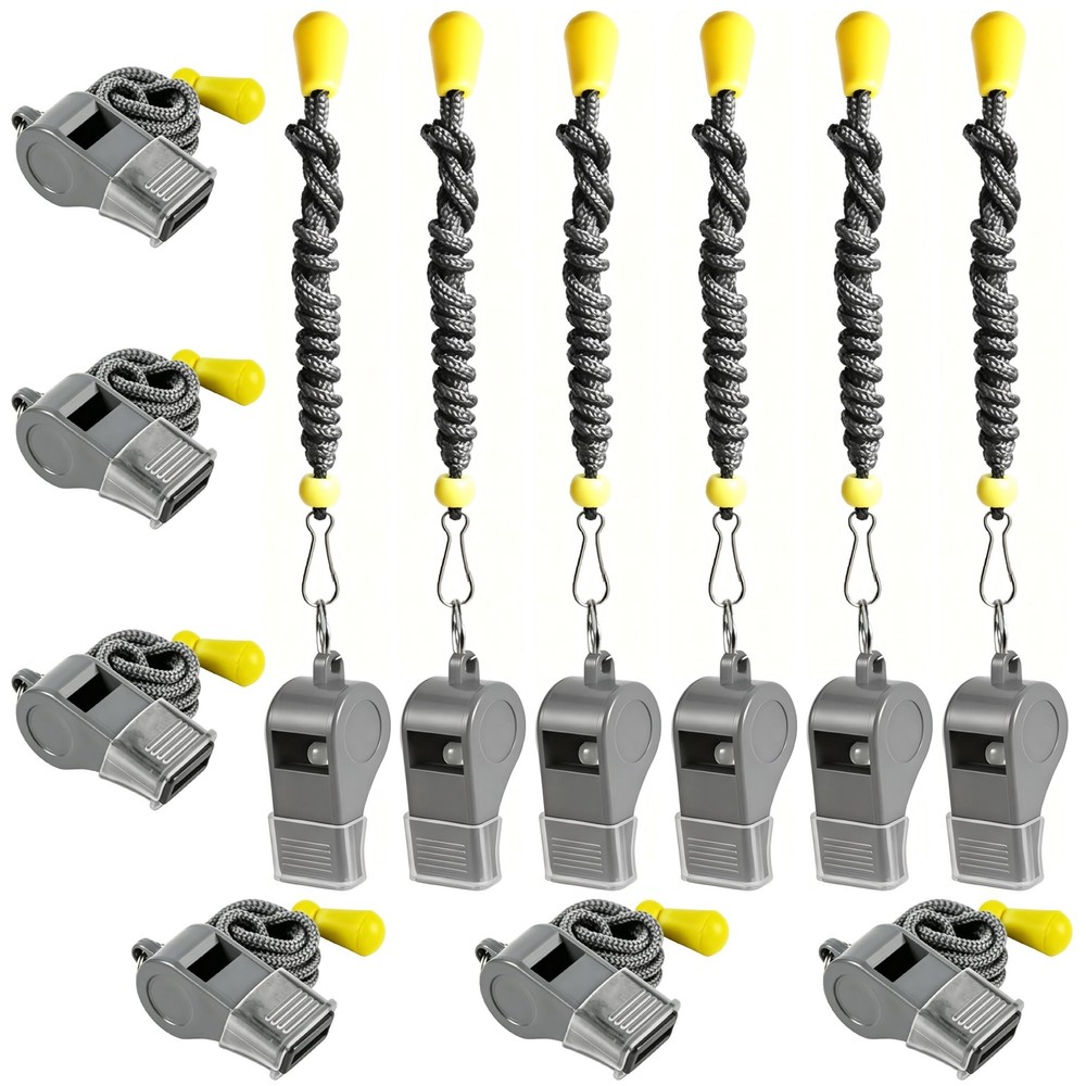 12 Packs Sport Whistle with Lanyard, for Coach, Referee, Official (Gray)