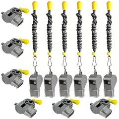 12 Packs Sport Whistle with Lanyard, for Coach, Referee, Official (Gray)