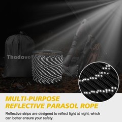 Thadavo Reflective Paracord Rope 850Ib, 50/100/200/500/1000ft 100FT, Black