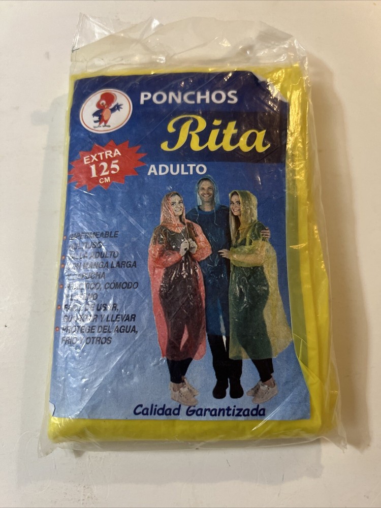 Pocket Rain Poncho Adult Yellow Lightweight Ponchos Rita Extra 125cm Adulto