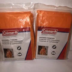 Lot Of 2 » NIP » Coleman Orange Disposable Ponchos One Size Fits All. 2013