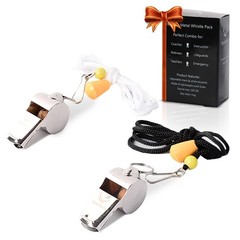 Essential Metal Safety Whistle 2-Pack with Adjustable & Removable Lanyard – L…
