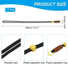 2 Pcs Paracord Lanyard Necklace, Lanyard with Split Ring, Black & Yellow & Brown