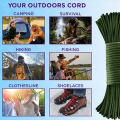 TECEUM Paracord Type III 550 Green – Glow in 100 Ft, – the Dark