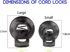 Clear Plastic Single Hole Spring Loaded Cord Locks – Multiple Sizes, Colors, and