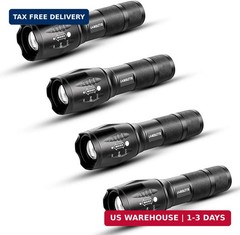 JARDLITE LED Emergency Handheld Flashlight, 4 Pack, Adjustable Focus, Water Resi