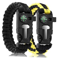 Bracelets,Survival Bracelets for Men Paracord Tactical 5-in-1 Black&Yellow