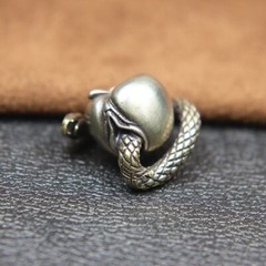 Retro Brass Desire Snake Female Genitalia Apple Figure EDC Outdoor Paracord Bead