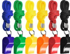 6 Piece Whistle, Plastic Pipes with Lanyard, Loud Tone Sports Referee…