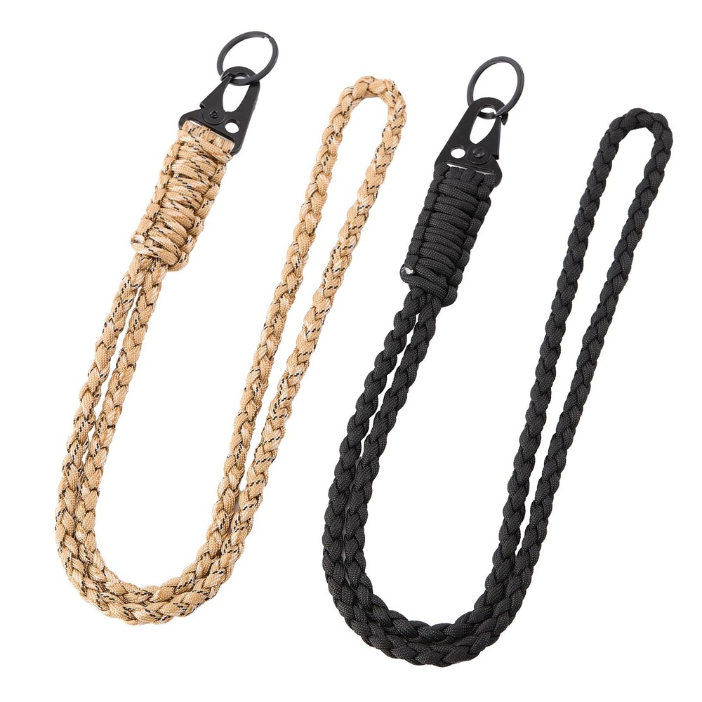 2Pcs Heavy Duty Paracord Lanyard Necklace Wrist Strap Lanyard Keychain Braide…