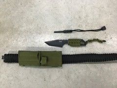 Black Paracord Survival Rifle Sling WIth Knife/Fire Starter Metal Studs