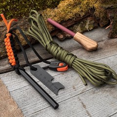 Bushcraft Survival Kit with Ferro Rod Sharpener Paracord Camping Gear Sharky