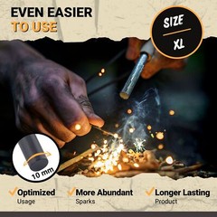 Flint and Steel Fire Starter Kit with Fat Wood Tinder for Camping and Survival
