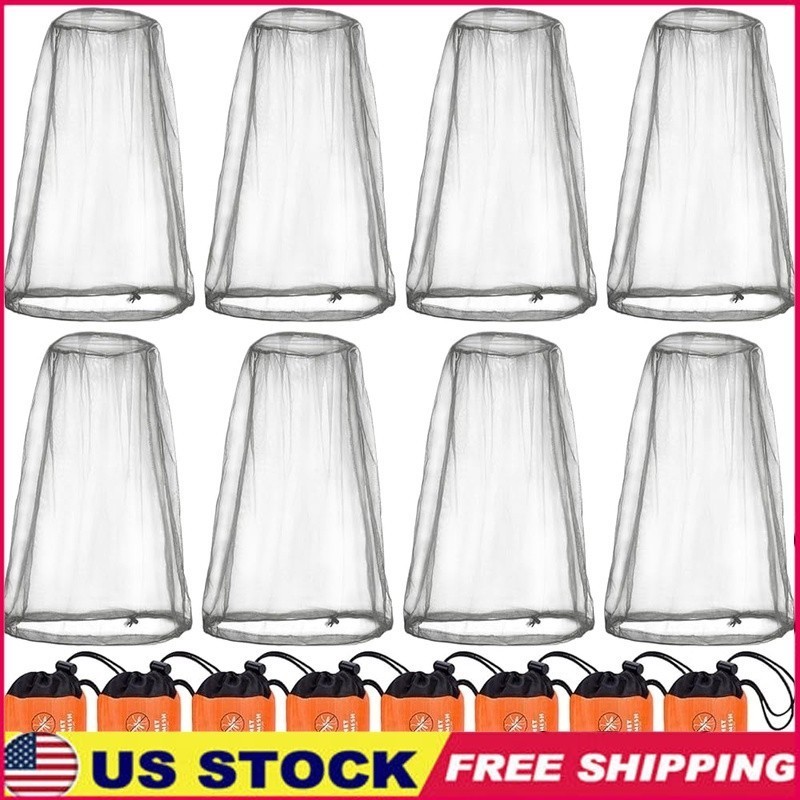 8 Pack Mosquito Head Net Outdoor Insect Protection Camping Hiking Travel New