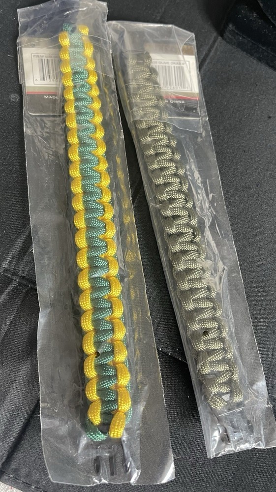 Survival Paracord Bracelets, 2 Braided Bracelet Army Green And Multicolor