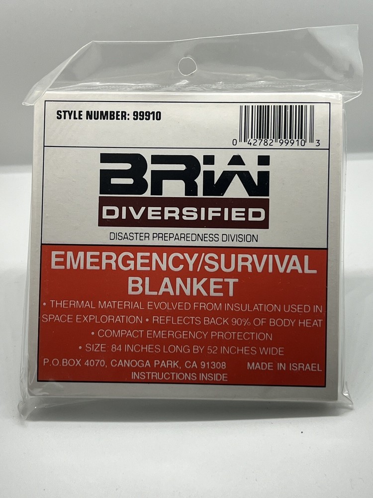 BRW Diversified Emergency/Survival Blanket 84”x52” Style #99910 Brand New-Sealed