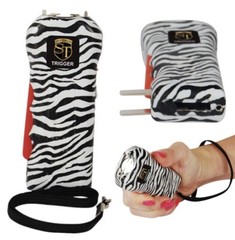 911 POLICE 75 MV Rechargeable LED Stun Gun Holster ZEBRA Walker Jogger Safety