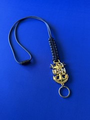 USN E9 MCPO Gold/Silver Anchor with Navy Blue Paracord Neck Lanyard