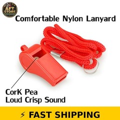 Hipat Red Emergency Whistles with Lanyard – 2 Pack
