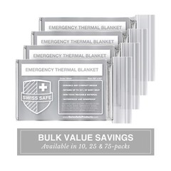 Swiss Safe Emergency Mylar Thermal Blankets, Designed for NASA, Outdoors, Sur…