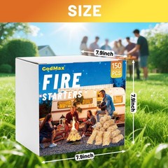 150 Pcs Natural Fire Starters for Grill, Campfires, Charcoal, Wood Stove & Fire