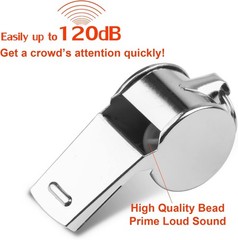 24 PCS Stainless Steel Sports Whistles w/Lanyards Loud Coach Referee Bulk Silver