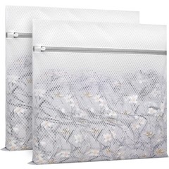 Muchfun 2Pcs Durable Diamond Mesh Laundry Bags for 2 XX-Large, White