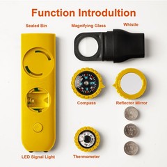Emergency Survival Safety Whistle，Whistle for Kids with Lanyard,Compass,Therm…