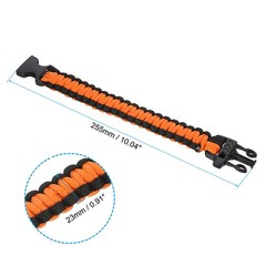 Survival Paracord Bracelets, 2 Pack Braided Bracelet, Black, Orange