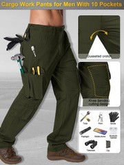 Men’s BDU Casual Military Pants, Tactical Wild Army 34, Cotton Green