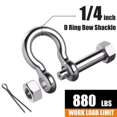 1/4 Bow Shackle Pin 1/4, Jaw 5/16 2-Pack, 316 Stainless Steel Marine Grade An…