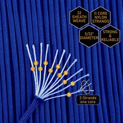 HERCULES 750lb Paracord 1000FT Bulk, 11-Core Nylon, 4mm