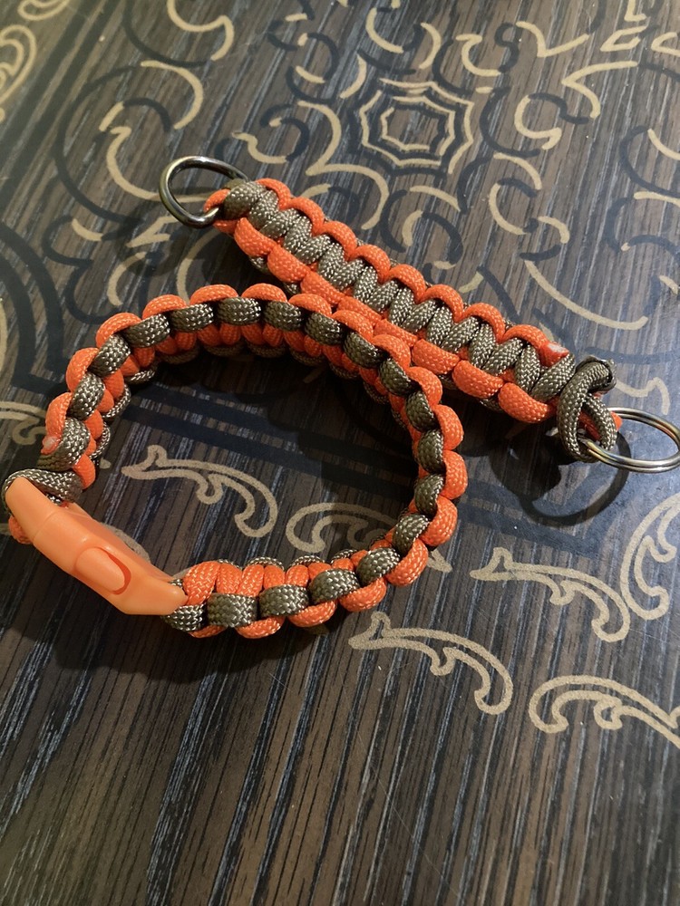 Orange And Brown 4” Paracord Survival Keychain and 7.5” Bracelet Set