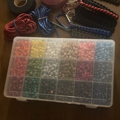 Paracord Supplies Lot Multicolor w/ Carabiners, Beads & Storage Case