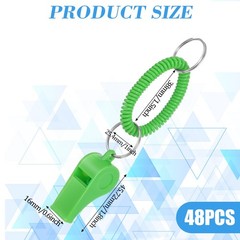 48 Pcs Sport Whistle with Bracelet, 6 Colors Loud Plastic Whistles with Stret…