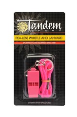 Tandem Sport Pea-Less Whistle and Lanyard – Loud & One Size Fits Most, Pink